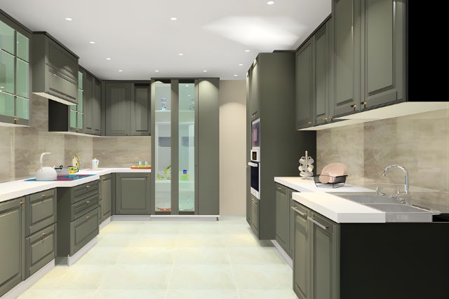 Parallel modular kitchen design with functional workflow