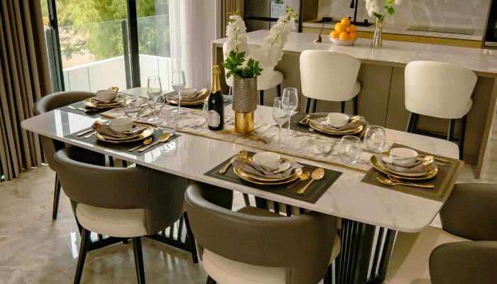 solid wood 4 seater dining table for small dining space